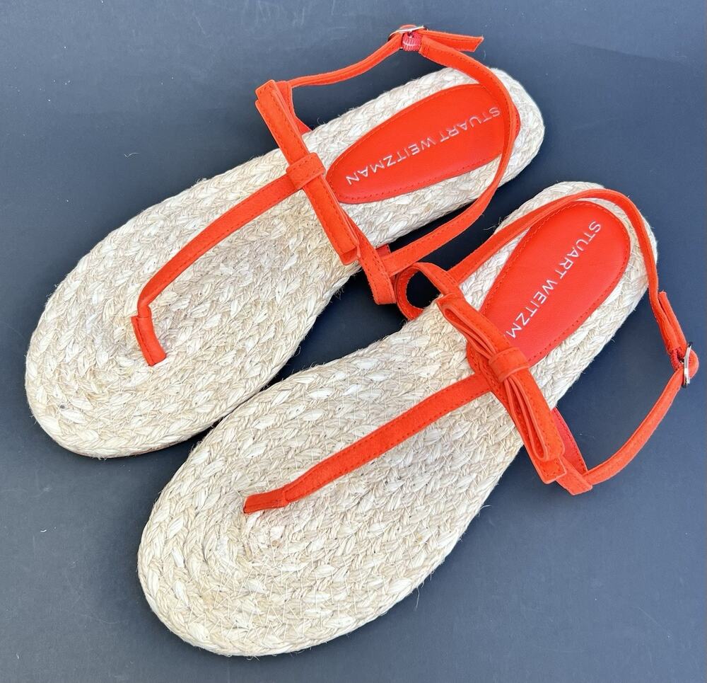 STUART WEITZMAN Felicity Orange Slingback Espadrille Sandal Women's 10.5 US